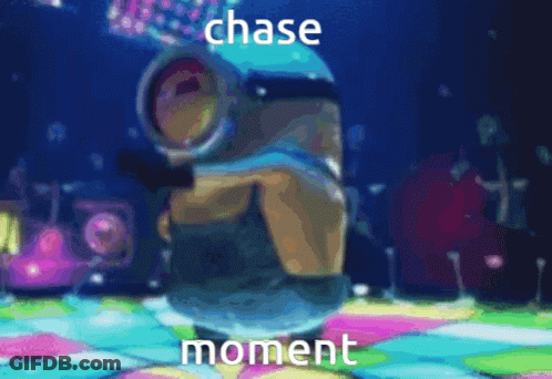 Minion On Dance Floor Saying Chase Moment GIF