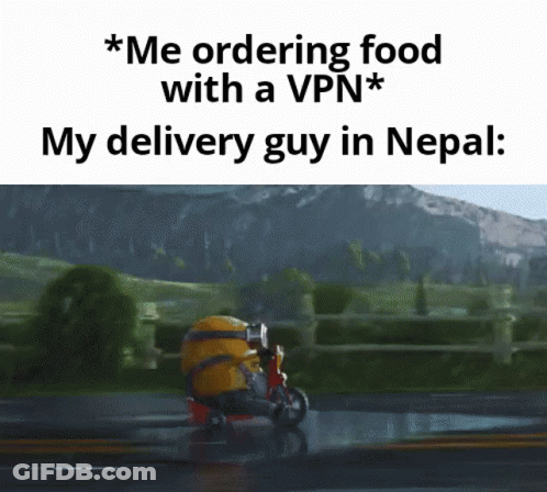 Minion On Motorcycle Ordering Food With VPN GIF