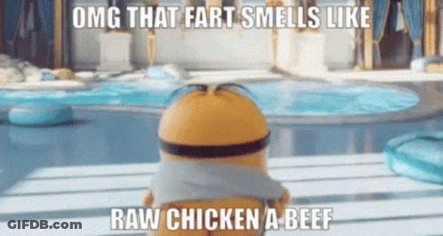 Minion Saying Raw Chicken A Beef GIF