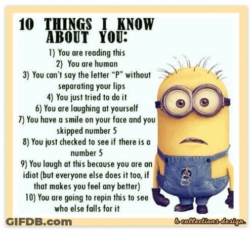 Minion Saying Things I Know About You GIF