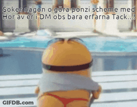 Minion Standing In Front Of Pool Söker Någon O Göra Ponzi Scheme Med GIF