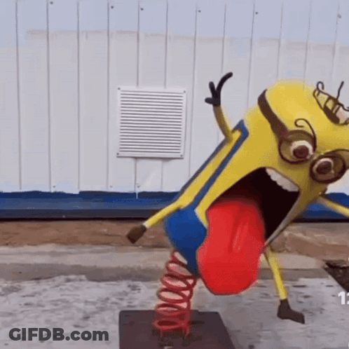 Minion Statue With Red Tongue GIF