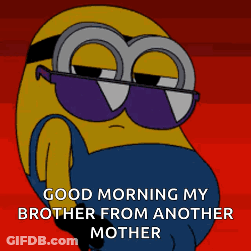 Minion Sunglasses Good Morning My Brother From Another Mother GIF