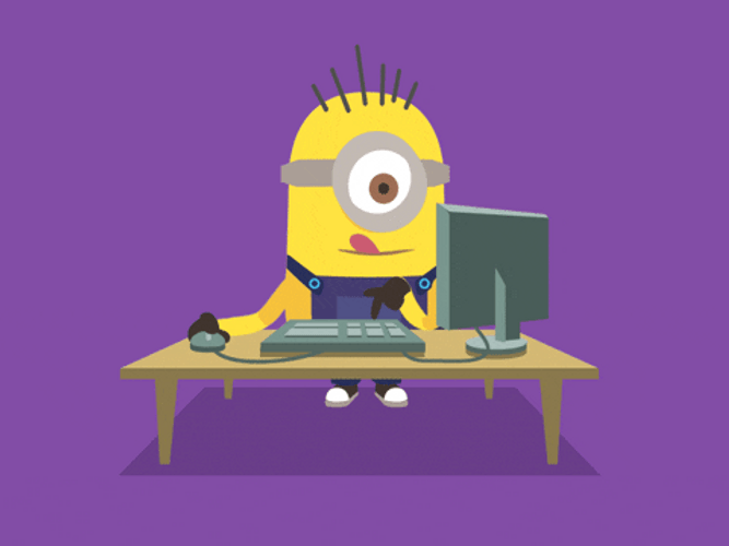 Minion Using Computer GIF