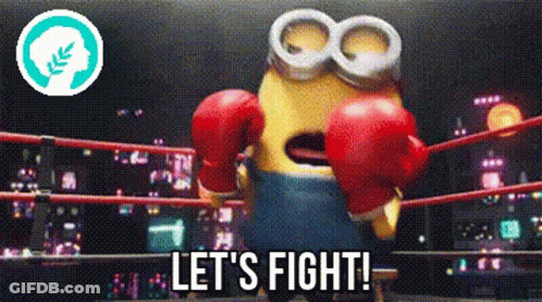 Minion Wearing Boxing Gloves In Ring Let's Fight GIF