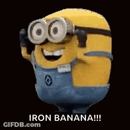 Minion Wearing Goggles Smiling Iron Banana GIF