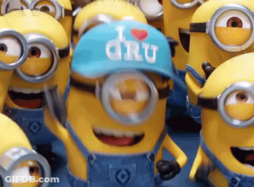 Minion Wearing I Love Dru Hat GIF