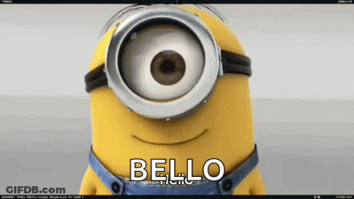 Minion With Big Eye Saying Bello GIF
