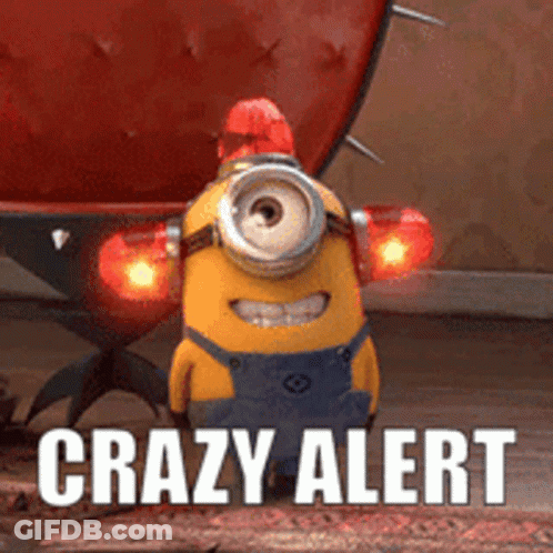 Minion With Crazy Alert Text GIF