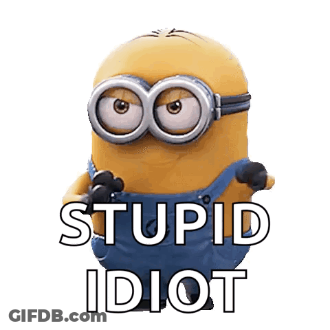 Minion With Goggles Saying Stupid Idiot GIF