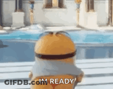 Minion With Im Ready On Back GIF