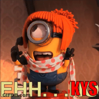 Minion With Scarf Saying Ehh Kys GIF