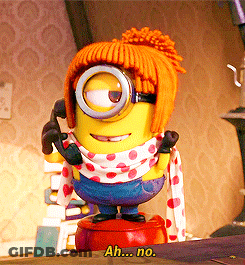 Minion With Scarf Talking On Phone Saying Ah No GIF