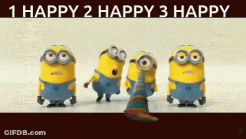 Minions 1 Happy 2 Happy 3 Happy GIF