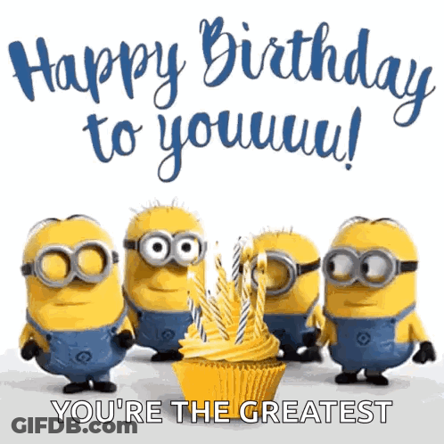 Minions Around Birthday Cupcake Saying Happy Birthday GIF