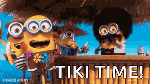 Minions At Tiki Bar Saying Tiki Time GIF