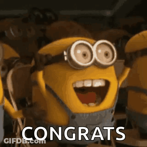 Minions Congratulating Each Other Saying Congrats GIF