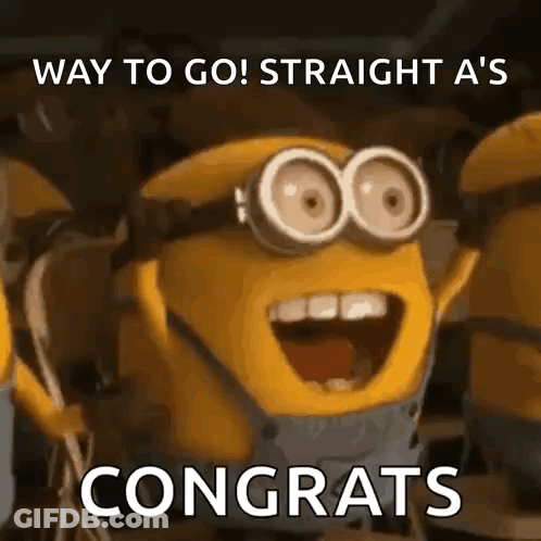 Minions Congratulating Each Other With Congratulations Message GIF