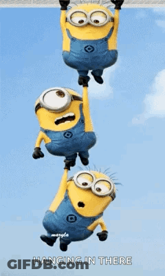 Minions Hanging From Rope GIF