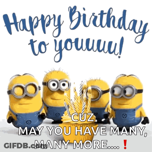 Minions Holding Cupcake Saying Happy Birthday To You GIF