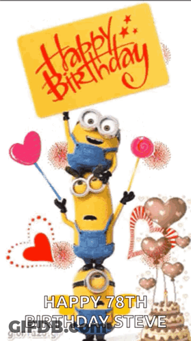 Minions Holding Happy Birthday Sign GIF