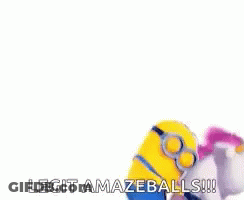 Minions Hugging Unicorn With Legit Amazeballs GIF