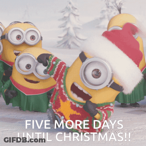 Minions In Santa Hats Counting Down To Christmas GIF