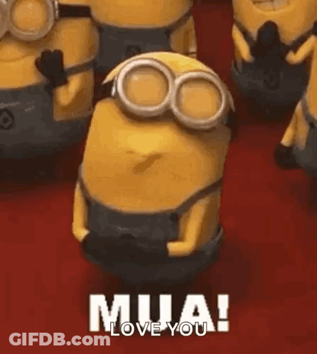 Minions On Red Carpet Saying Mua Love You GIF