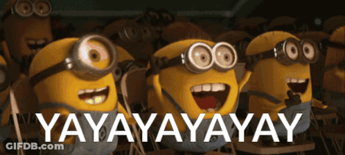 Minions Sitting In Classroom Saying Yay GIF