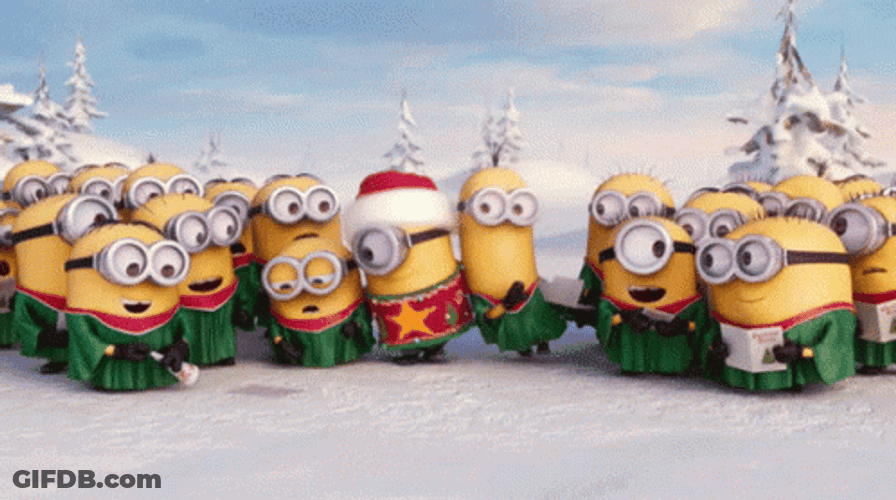 Minions Snow Xmas Party GIF
