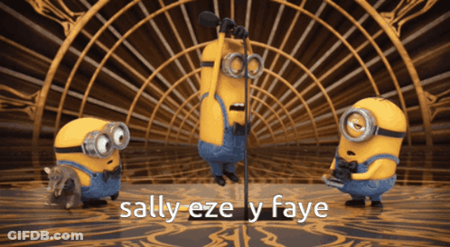 Minions Standing In Front Of Door Saying Eze Sally Y Faye GIF