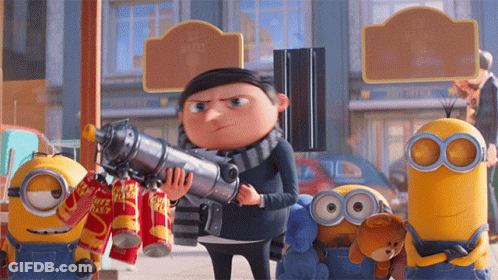 Minions Standing In Front Of Post Office Sign GIF