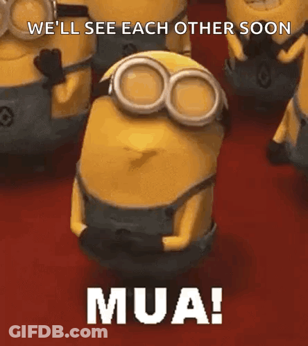 Minions Standing Together One Says Mua GIF