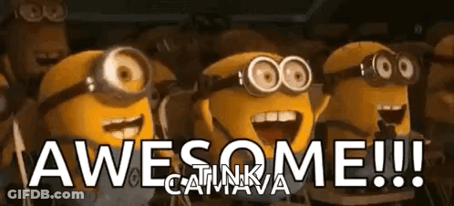 Minions Standing Together Saying Awesome GIF