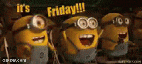 Minions Standing Together Saying Friday GIF