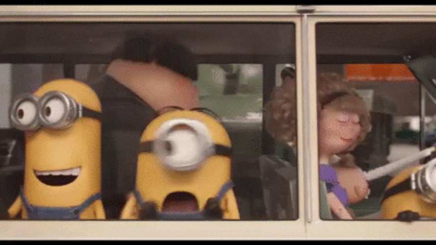 Minions Stuart Shaking Kevin GIF