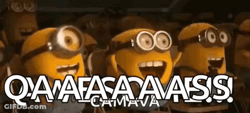 Minions With Qaaafaaaass Text GIF