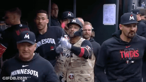 Minnesota Twins Baseball Players Walking To Dugout GIF