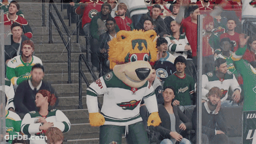 Minnesota Wild Mascot At Hockey Game GIF