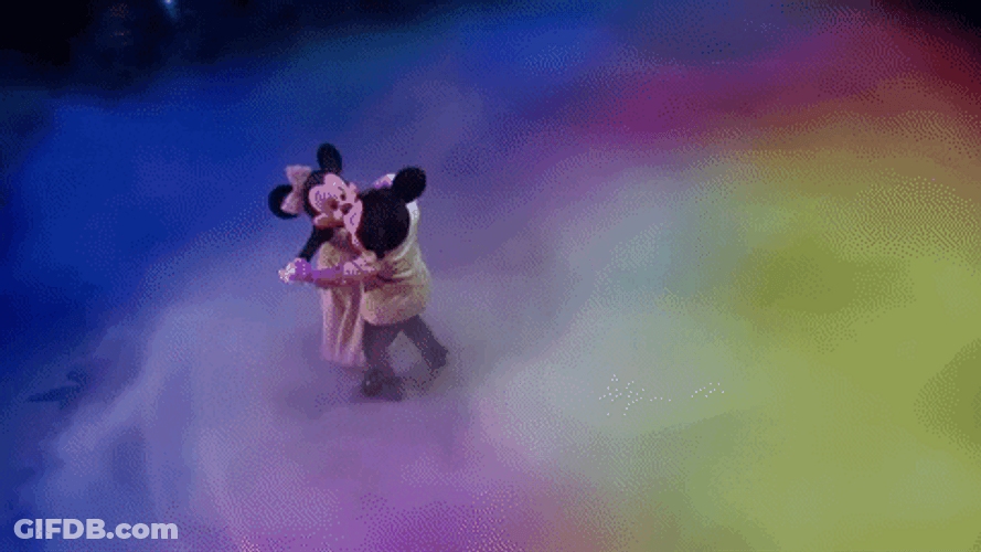 Minnie Mouse Dancing On Ice With Mickey Mouse GIF