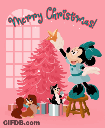 Minnie Mouse Decorating Christmas Tree GIF
