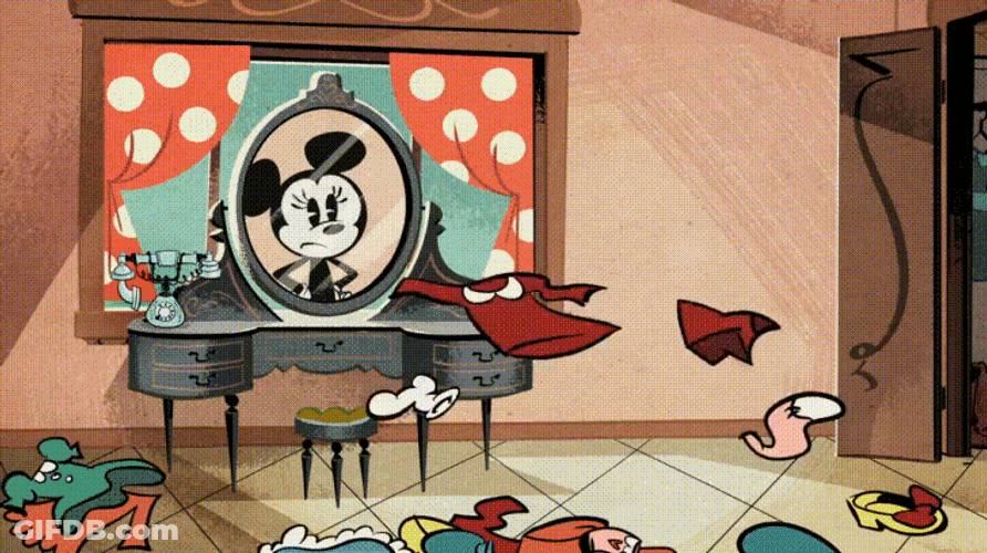 Minnie Mouse Fitting Clothes GIF