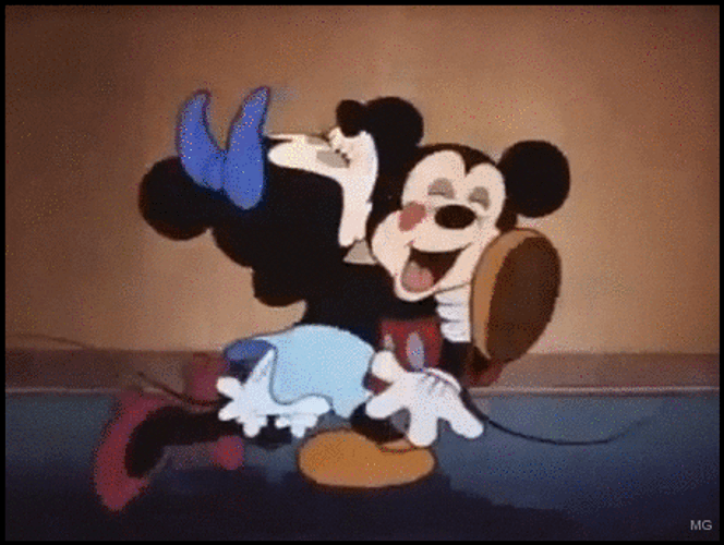 Minnie Mouse Giving Smooches To Mickey Mouse GIF