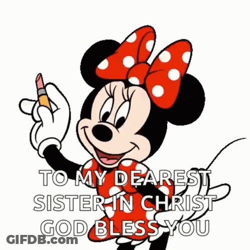 Minnie Mouse Is Holding A Lipstick In Her Hand And Saying `` Thank You '' . GIF