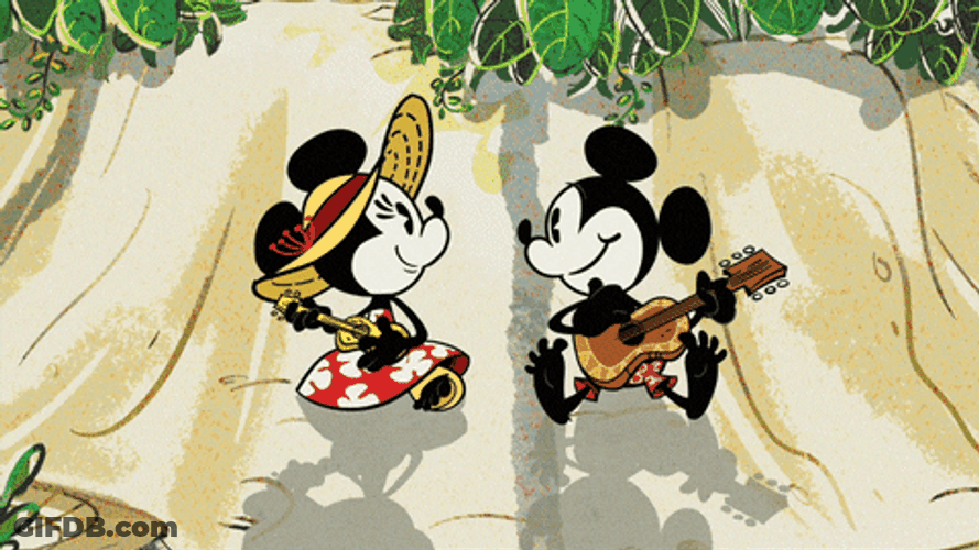 Minnie Mouse Playing Guitar With Mickey Mouse GIF