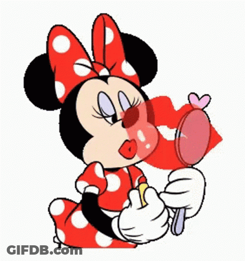 Minnie Mouse Putting On Lipstick GIF