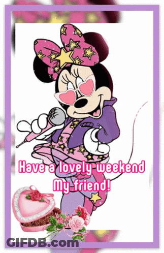 Minnie Mouse Singing Into Microphone Have A Lovely Weekend My Friend GIF