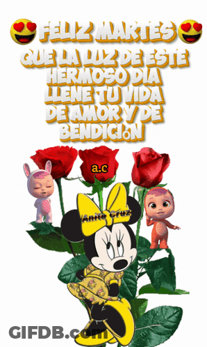 Minnie Mouse With Flowers Feliz Martes GIF