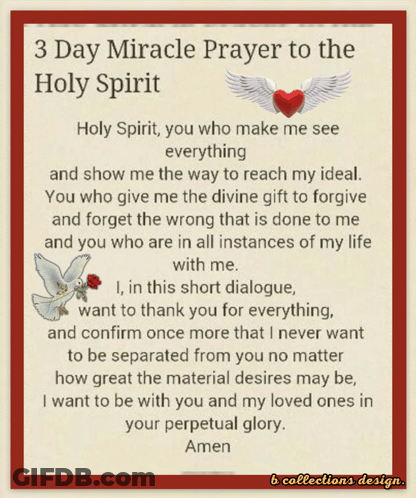 Miracle Prayer To Holy Spirit With Doves And Rose GIF