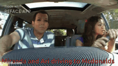 Miranda And Ari Driving To McDonald's GIF